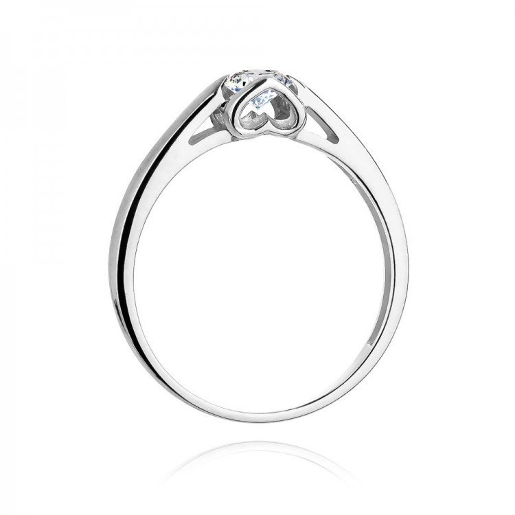 Pierścionek z białego złota z diamentem - próba 585 0,09CT W-320B