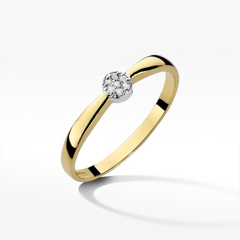 Pierścionek z żółtego złota z diamentem - próba 585 0,04CT W-322A