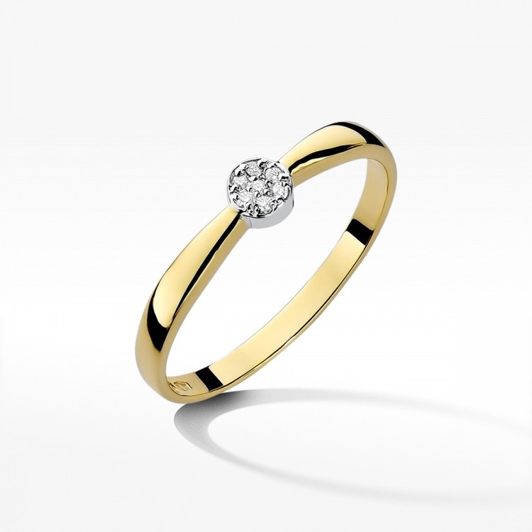 Pierścionek z żółtego złota z diamentem - próba 585 0,04CT W-322A
