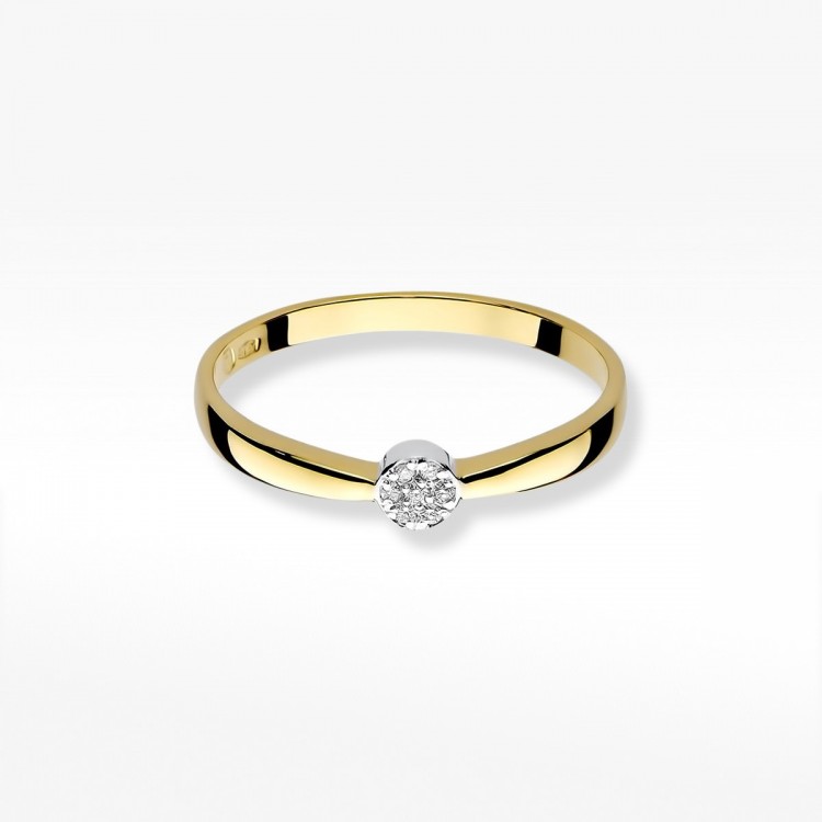 Pierścionek z żółtego złota z diamentem - próba 585 0,04CT W-322A