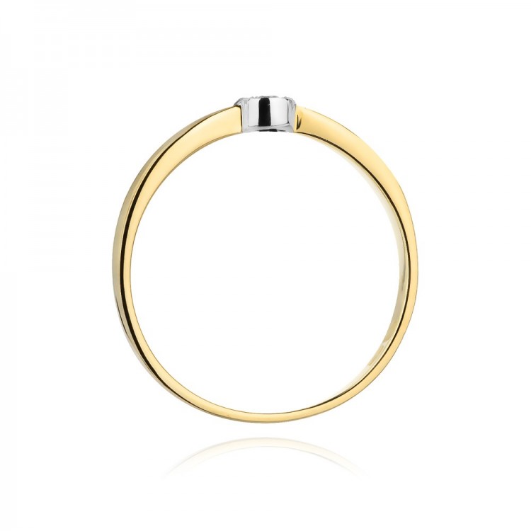 Pierścionek z żółtego złota z diamentem - próba 585 0,04CT W-322A