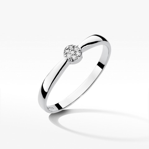 Pierścionek z białego złota z diamentem - próba 585 0,04CT W-322B
