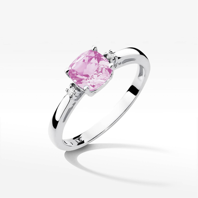 Pierścionek W0003 Różowy Topaz 1,10ct białe złoto