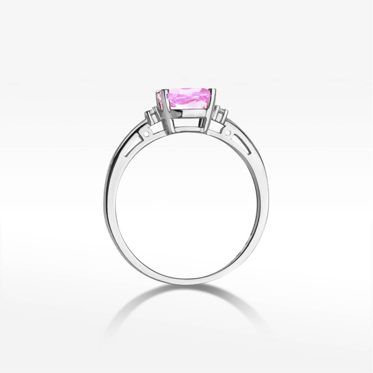 Pierścionek W0003 Różowy Topaz 1,10ct białe złoto