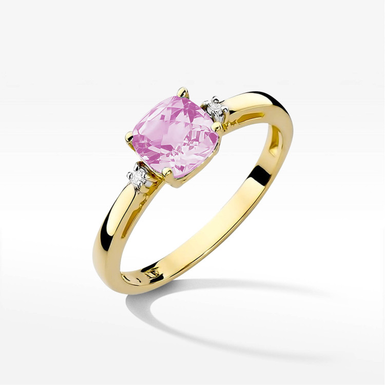 Pierścionek W0003 Różowy Topaz 1,10ct żółte złoto