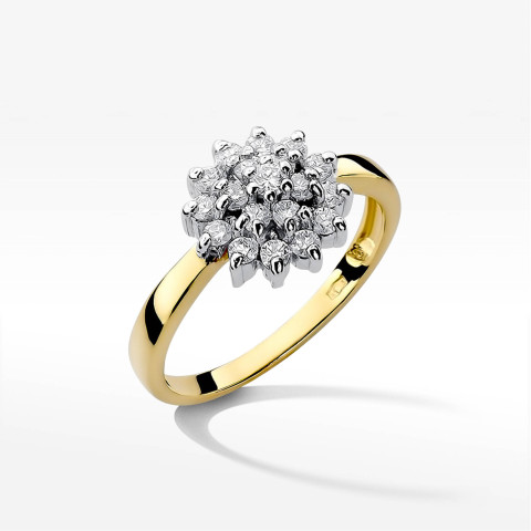 Pierścionek z żółtego złota z diamentami - próba 585 0,40CT PV-252A