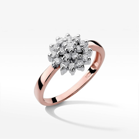 Pierścionek z różowego złota z diamentami  - próba 585 0,40CT PV-252C