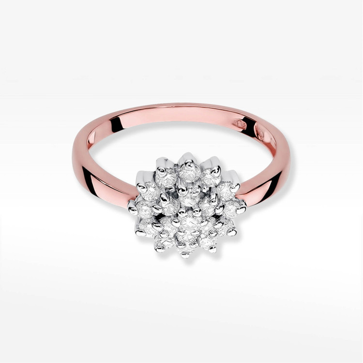 Pierścionek z różowego złota z diamentami  - próba 585 0,40CT PV-252C