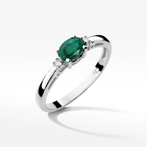Pierścionek W0006 Szmaragd 0,40ct białe złoto