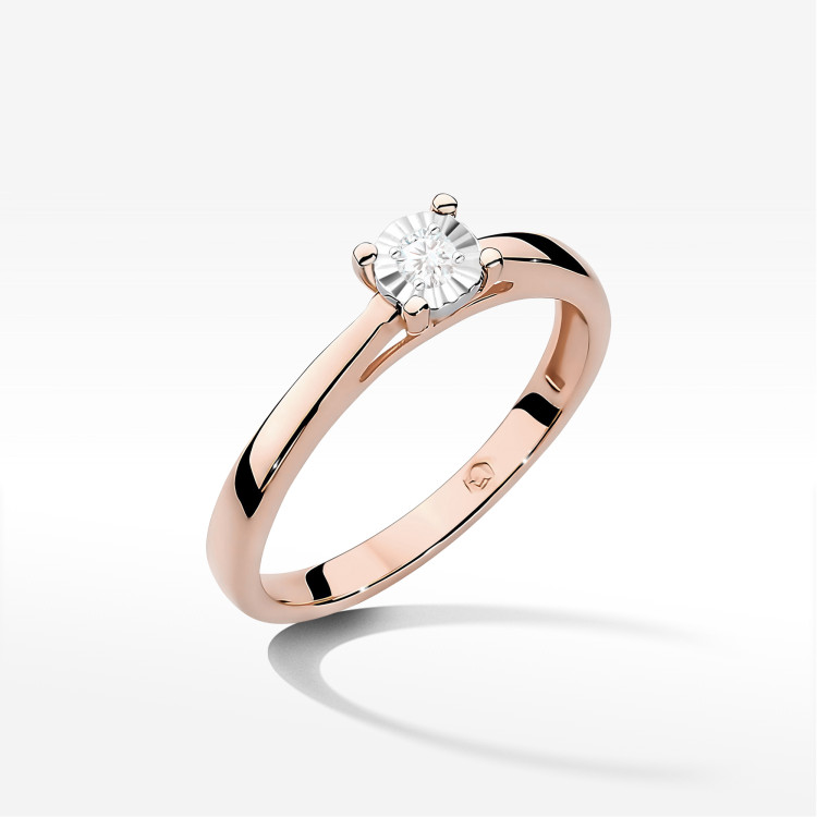 Pierścionek W0007 Diament 0,08ct różowe złoto