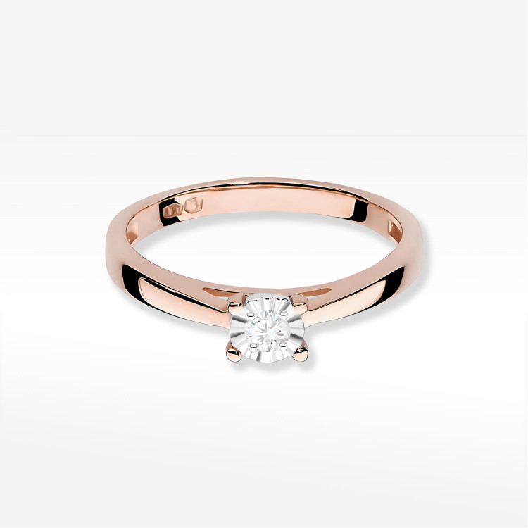 Pierścionek W0007 Diament 0,08ct różowe złoto