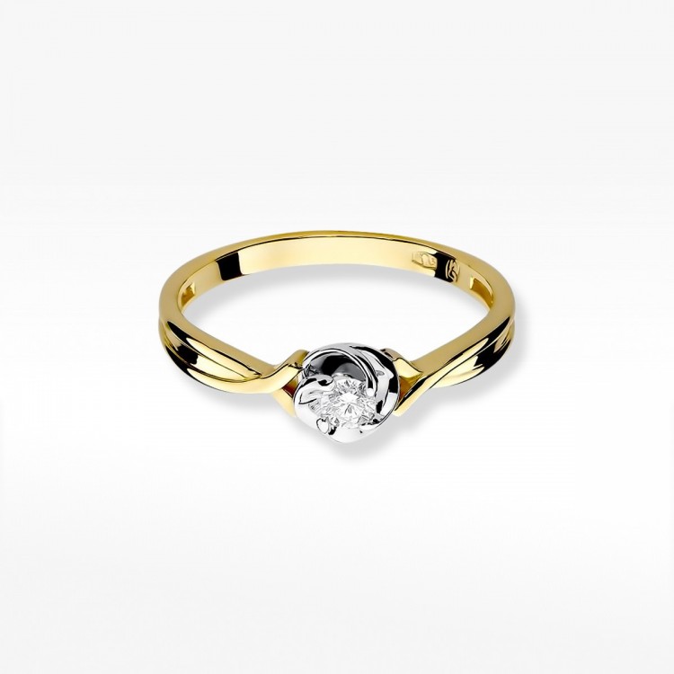 Pierścionek z żółtego złota z diamentem - próba 585 0,10CT W-329A