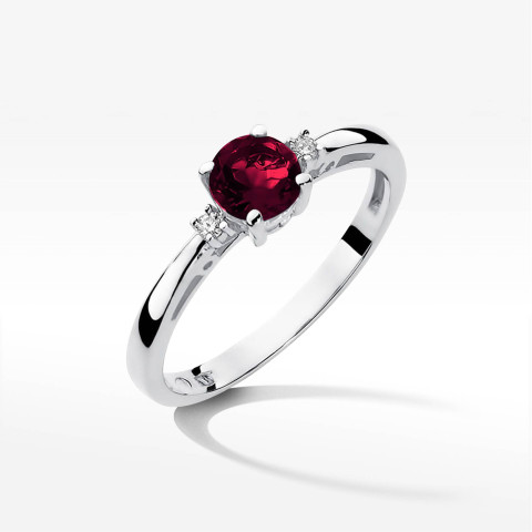 Pierścionek z białego złota z granatem - próba 585 0,629CT PV-215BG