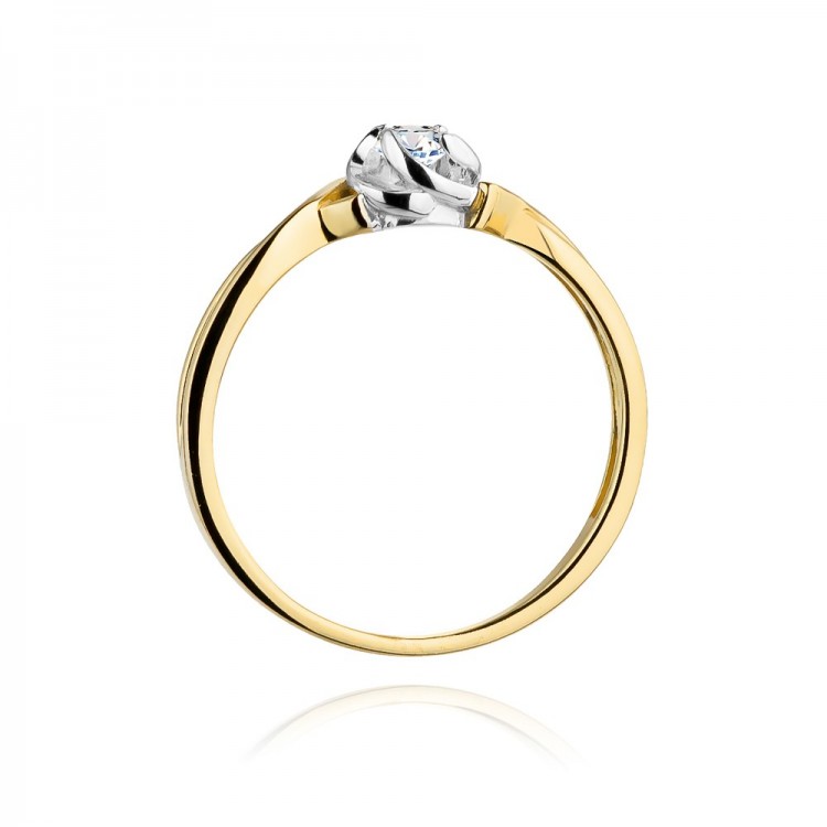 Pierścionek z żółtego złota z diamentem - próba 585 0,10CT W-329A