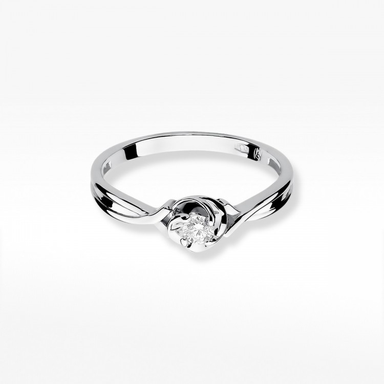 Pierścionek z białego złota z diamentem - próba 585 0,10CT W-329B