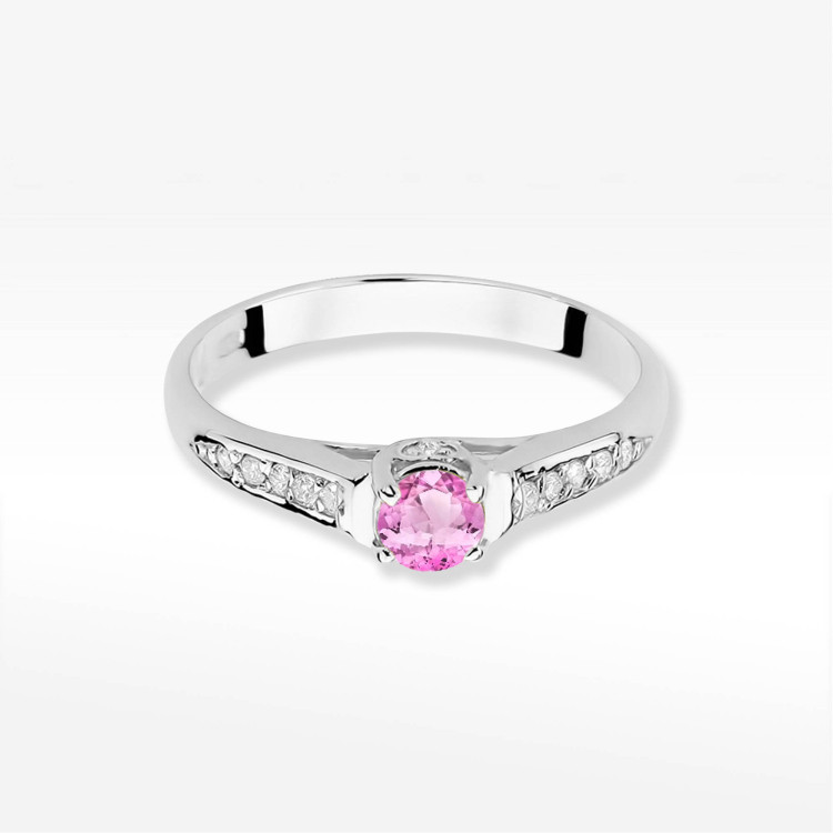 Pierścionek W0016 Różowy Topaz 0,30ct białe złoto