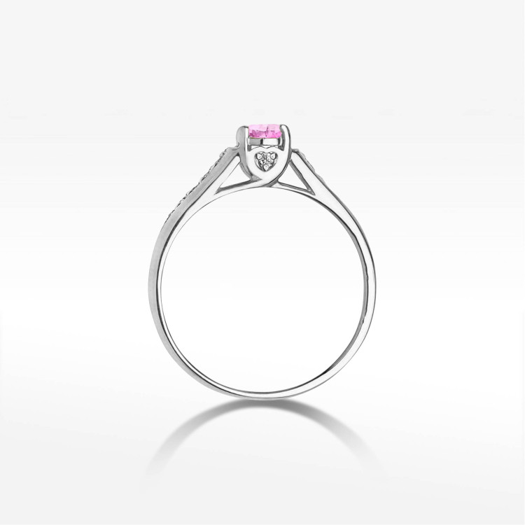Pierścionek W0016 Różowy Topaz 0,30ct białe złoto