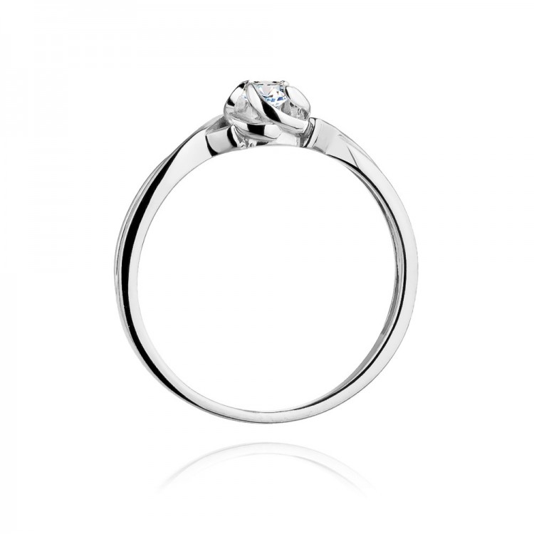 Pierścionek z białego złota z diamentem - próba 585 0,10CT W-329B
