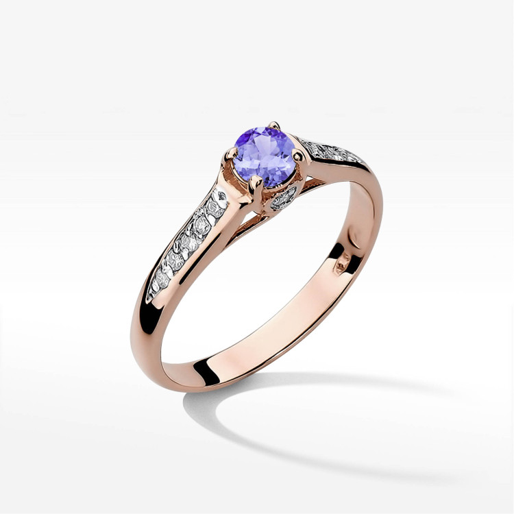 Pierścionek W0016 Tanzanit 0,35ct różowe złoto