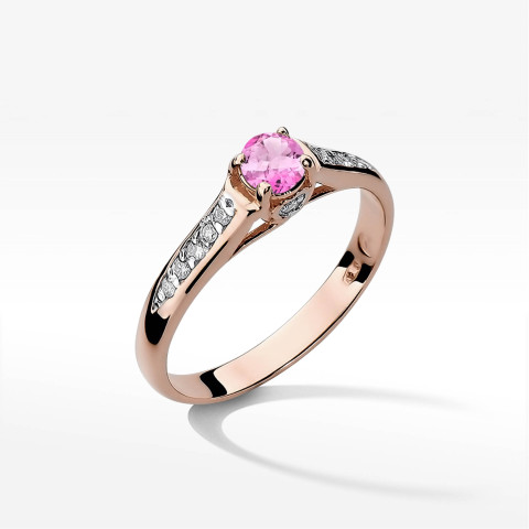 Pierścionek W0016 Różowy Topaz 0,30ct różowe złoto