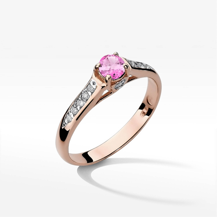 Pierścionek W0016 Różowy Topaz 0,30ct różowe złoto