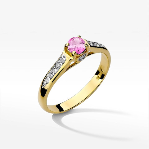 Pierścionek W0016 Różowy Topaz 0,30ct żółte złoto