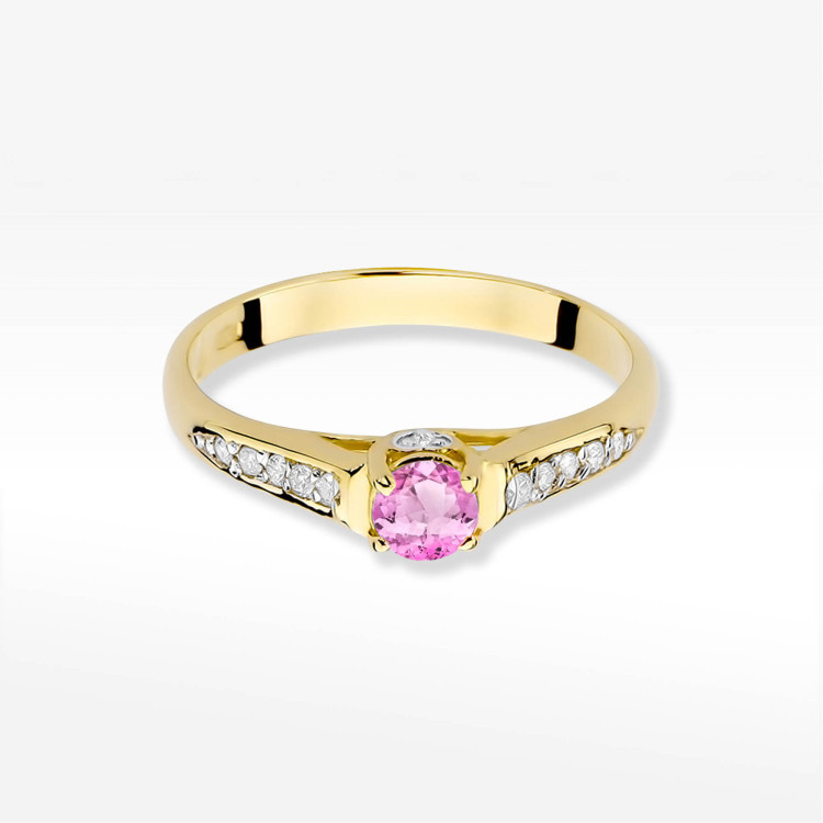 Pierścionek W0016 Różowy Topaz 0,30ct żółte złoto