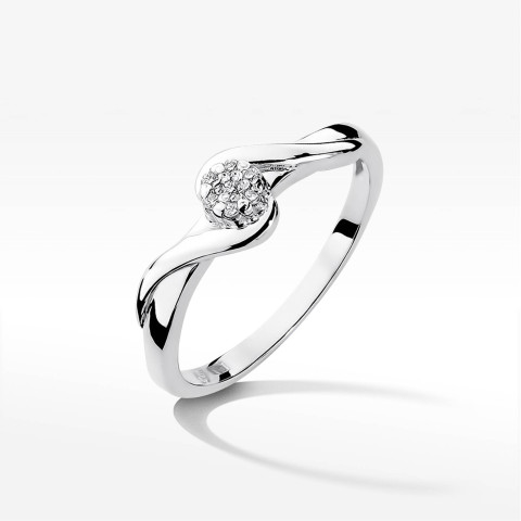 Pierścionek z białego złota z diamentami  - próba 585 0,08CT PV-211B