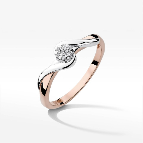 Pierścionek z różowego złota z diamentami  - próba 585 0,08CT PV-211C