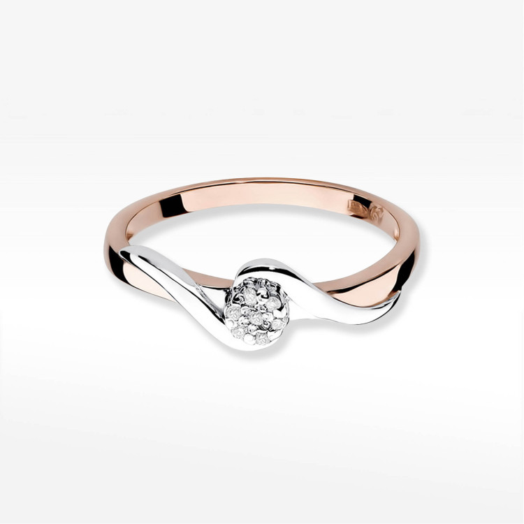 Pierścionek z różowego złota z diamentami  - próba 585 0,08CT PV-211C