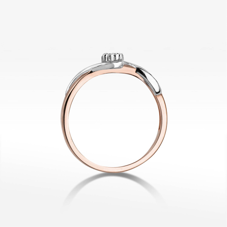 Pierścionek z różowego złota z diamentami  - próba 585 0,08CT PV-211C