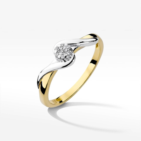 Pierścionek z żółtego złota z diamentami  - próba 585 0,08CT PV-211A
