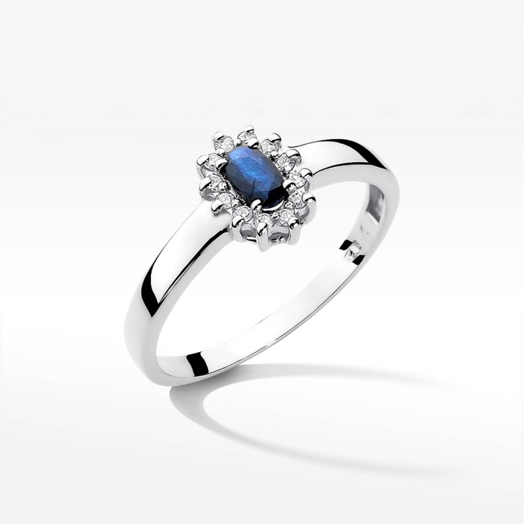 Pierścionek W0026 Szafir 0,30ct białe złoto