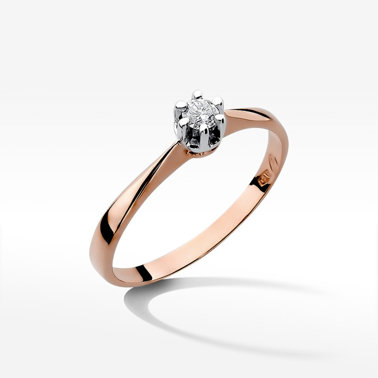 Pierścionek W0036 Diament 0,10ct różowe złoto