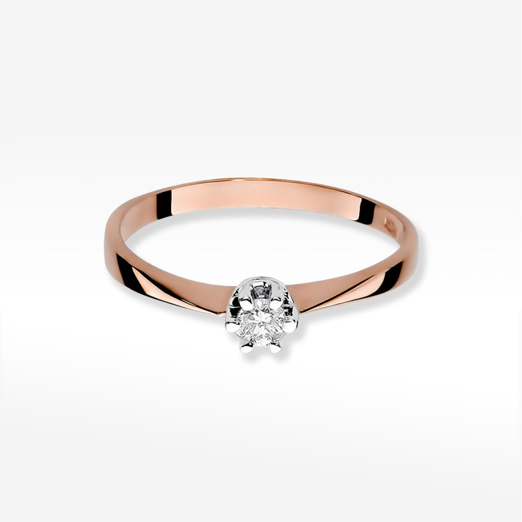 Pierścionek W0036 Diament 0,10ct różowe złoto