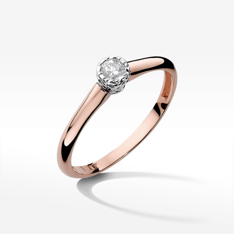 Pierścionek W0042 Diament 0,13ct różowe złoto