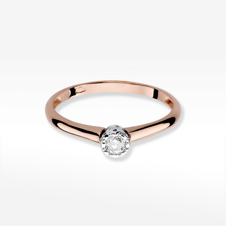 Pierścionek W0042 Diament 0,13ct różowe złoto