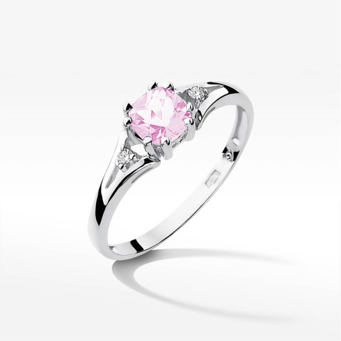 Pierścionek pv-056 Różowy Topaz 0,65ct białe złoto