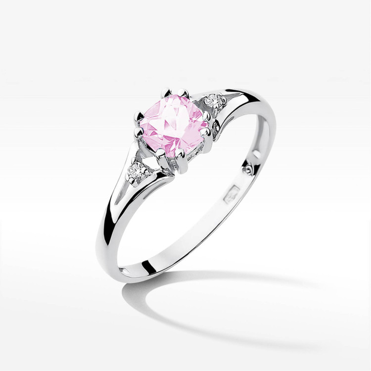 Pierścionek pv-056 Różowy Topaz 0,65ct białe złoto