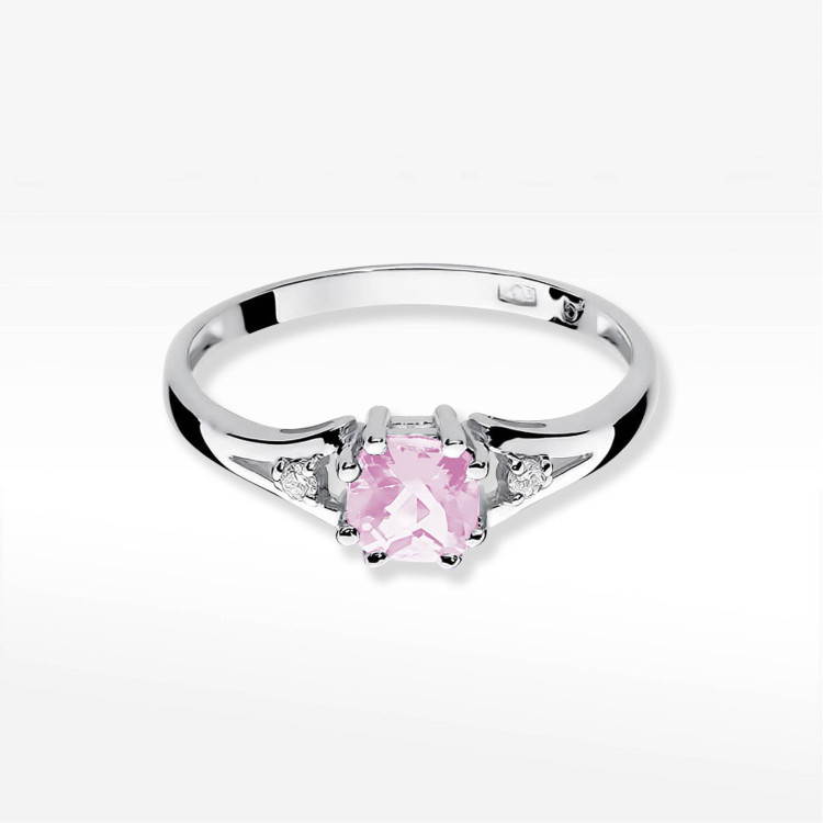 Pierścionek pv-056 Różowy Topaz 0,65ct białe złoto