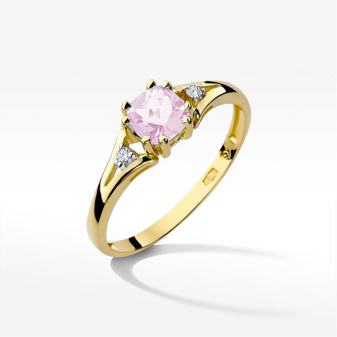 Pierścionek pv-056 Różowy Topaz 0,65ct żółte złoto