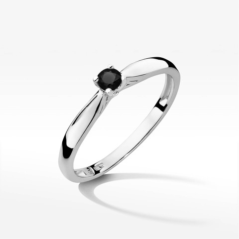 Pierścionek PV-264 Czarny Diament 0,12ct białe złoto