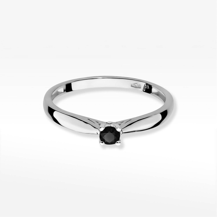 Pierścionek PV-264 Czarny Diament 0,12ct białe złoto