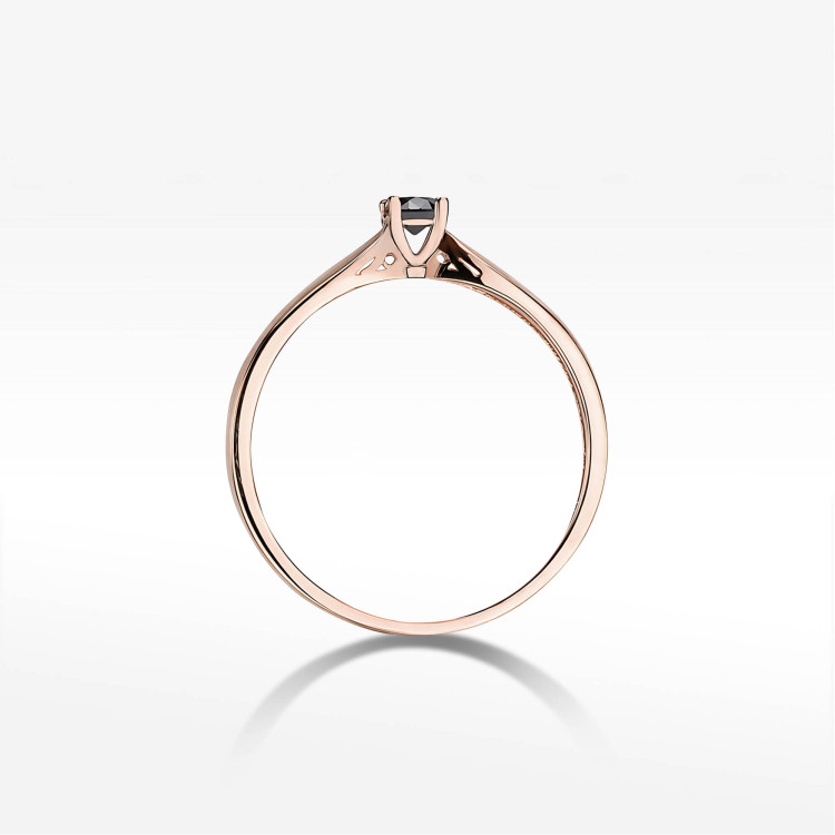 Pierścionek PV-264 Czarny Diament 0,12ct różowe złoto