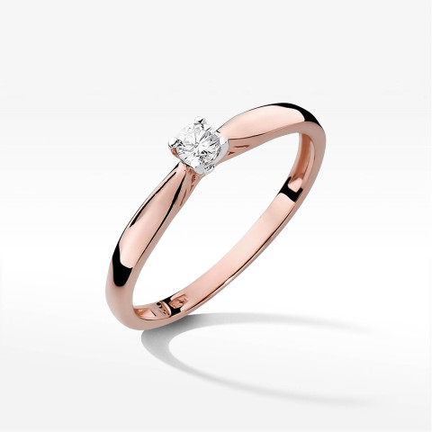 Pierścionek z różowego złota z diamentem - próba 585 0,10CT PV-264C