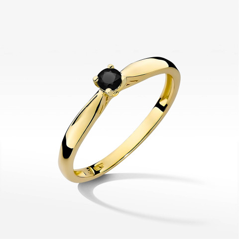 Pierścionek PV-264 Czarny Diament 0,12ct żółte złoto