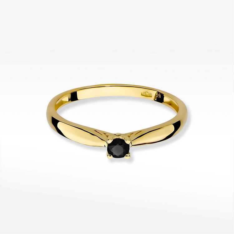 Pierścionek PV-264 Czarny Diament 0,12ct żółte złoto