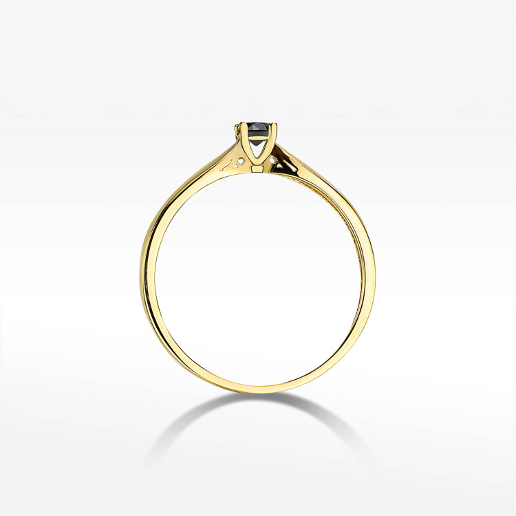 Pierścionek PV-264 Czarny Diament 0,12ct żółte złoto