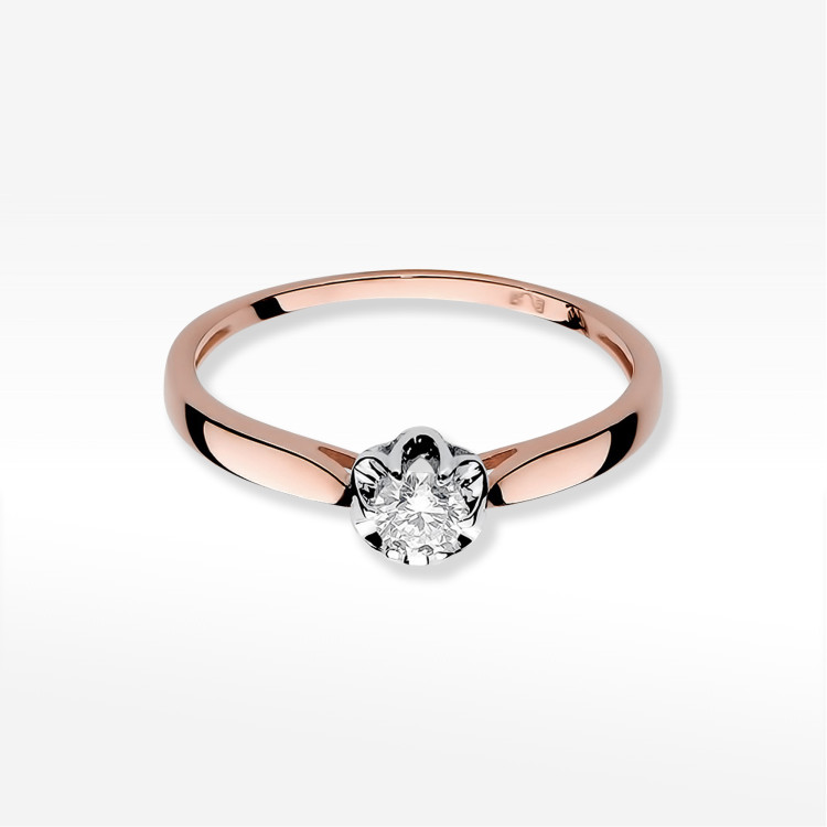 Pierścionek W0062 Diament 0,15ct różowe złoto