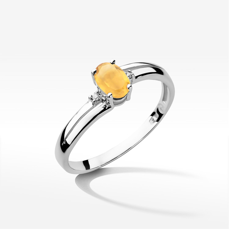 Pierścionek PV-158 Cytryn 0,60ct białe złoto